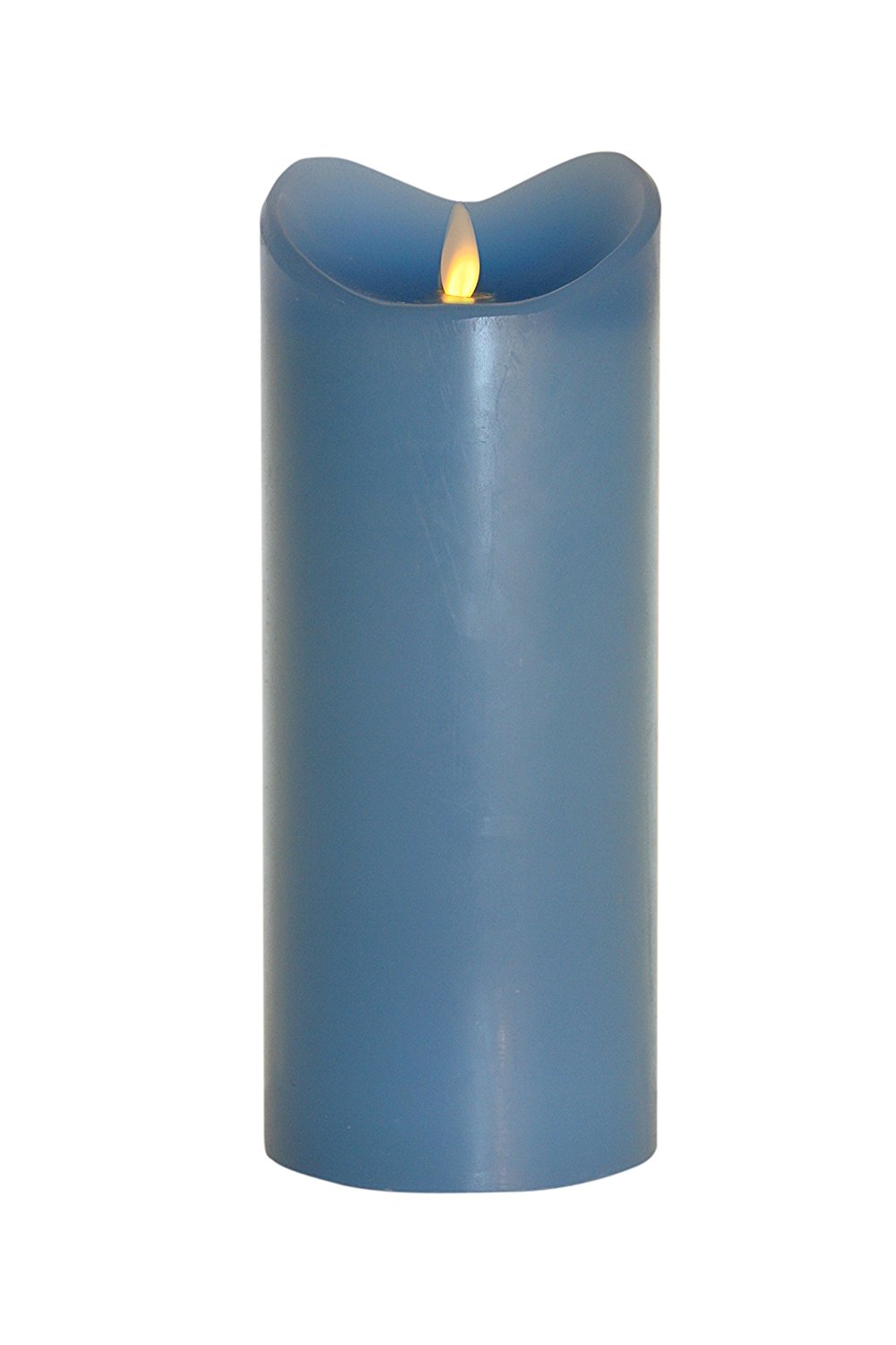 LED-Echtwachskerze mit "Flamme", Hellblau, 23cm