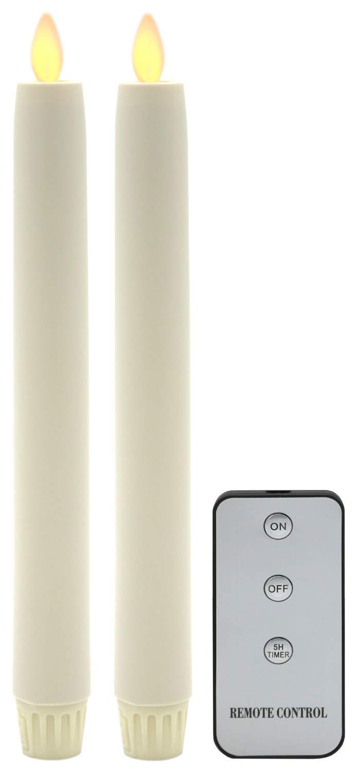 LED-Stab-Kunstharzkerze mit "Flamme", Ivory-Weiß, ca. 23cm, 2er Set