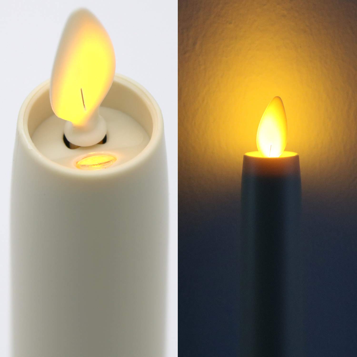 LED-Stab-Kunstharzkerze mit "Flamme", Ivory-Weiß, ca. 23cm, 3er Set
