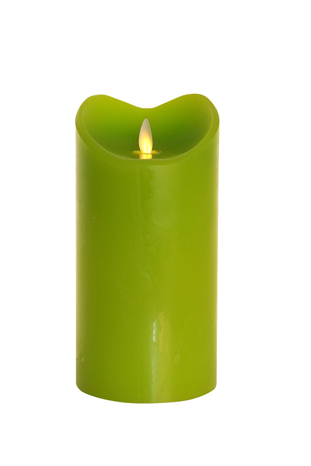 LED-Echtwachskerze mit "Flamme", Hellgrün, 18cm