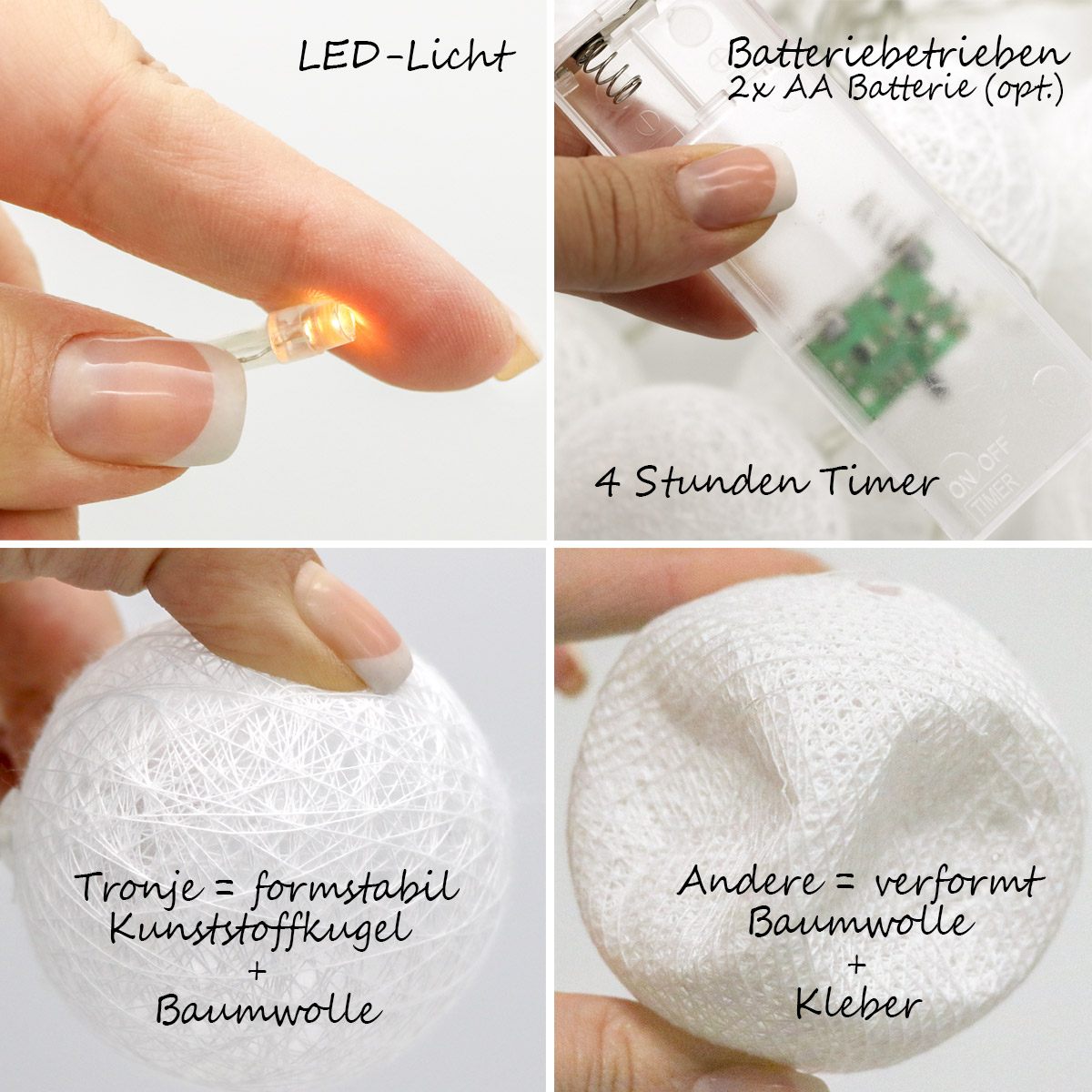 LED-Lichtkugeln, Gelb-Grün Edition, 10er Kette, Batteriebetrieben